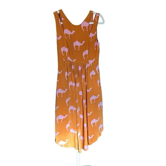 Anthropologie Rare "Dromedary Dress" by Charlotte Taylor Orange pink camel novel - Picture 3 of 12